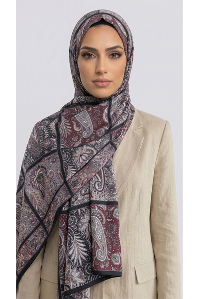 Karaca ΒΑΜΒΑΚΕΡΟ ΣΑΛΙ ΜΕ ΣΧΕΔΙΟ PAISLEY - ΜΑΥΡΟ / ΒΟΡΝΤΟ