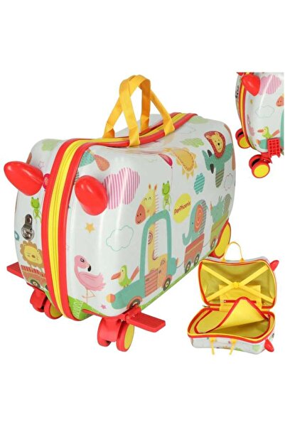 Ikonka Βαλίτσα-σέλα - Κόκκινη, με σχέδια ζώων