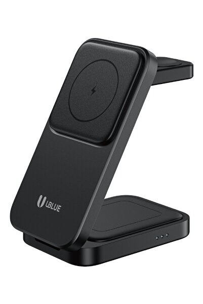 UBLUE شاحن لاسلكي مغناطيسي، حامل شحن 3 في 1، للهواتف حتى 15 واط، مدخل USB-C 5...
