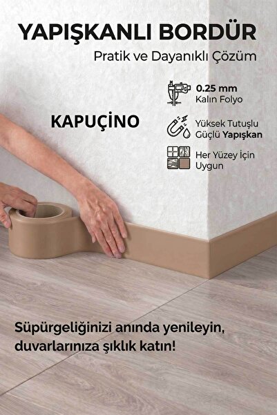 FixCaps Kendinden Yapışkanlı BEYAZ Duvar ve Süpürgelik Bordürü 10 cm x 5 metre