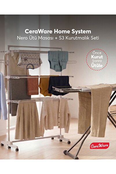 Ceraware Home System S3 Kurutmalık + Nero Ütü Masası Seti - Çamaşırdan Ütüye ...