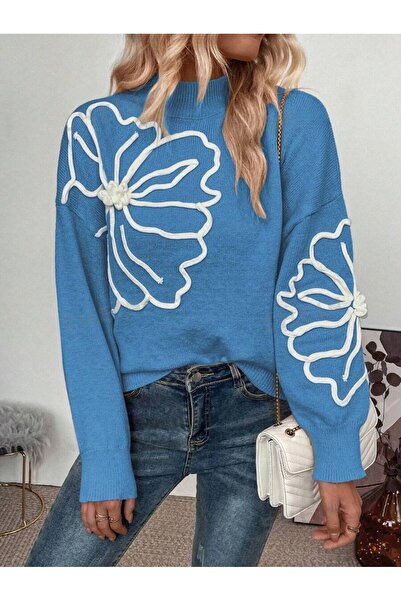 Iuliashop Cristiana Blue Knitted Sweater - XS