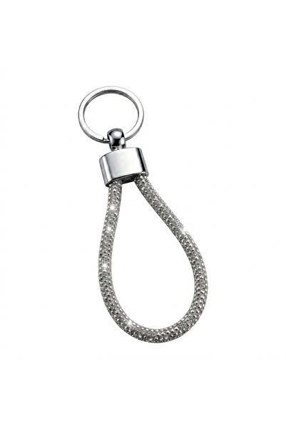 Oto Aksesuarcım Μπρελόκ αυτοκινήτου με κρυστάλλινη πέτρα και ασημί κορδόνι