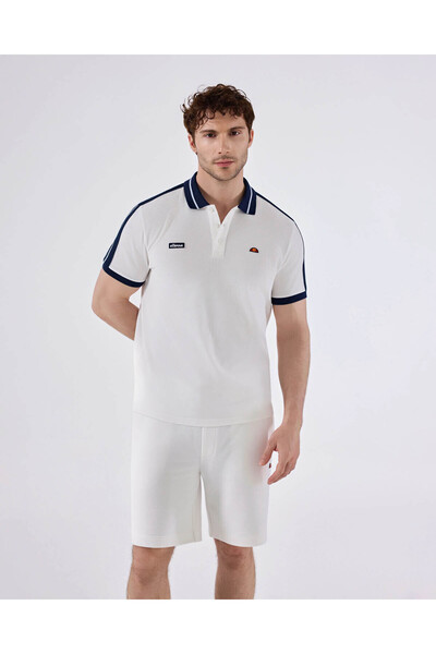 Ellesse Λευκό ανδρικό μπλουζάκι πόλο με λαιμόκοψη 6Sm5016