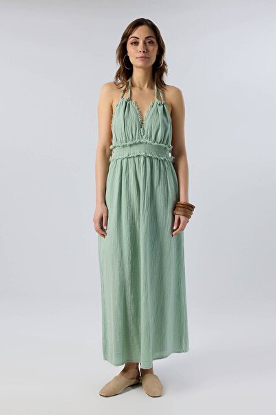 İpekçi Otantik Lace-Up Backless Long Dress
