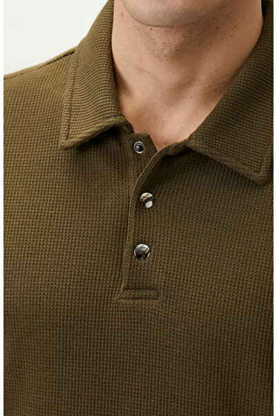 Network Slim Fit Haki Polo Yaka Waffle T-shirt
