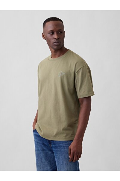 GAP Erkek Haki VintageSoft Boxy Logo T-Shirt