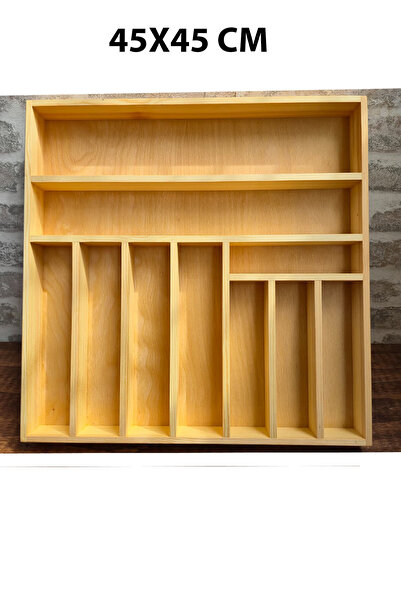 ayfiwood 45X45 Cm Ahşap Kaşıklık El İşçiliği Masif Ahşap Organizer