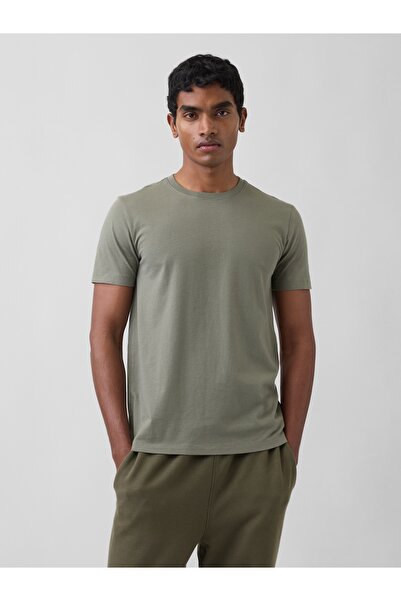 GAP Erkek Haki Jersey Bisiklet Yaka Tshirt
