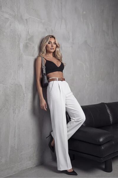 HA-KA GİYİM Γυναικείο υφασμάτινο παντελόνι Palazzo, εισαγόμενο ύφασμα διπλής ...