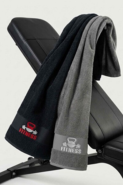VEVİEN HOME FITNESS 50x100 εκ. 100% βαμβάκι Αθλητική πετσέτα 2 τεμαχίων ΜΑΥΡΟ...