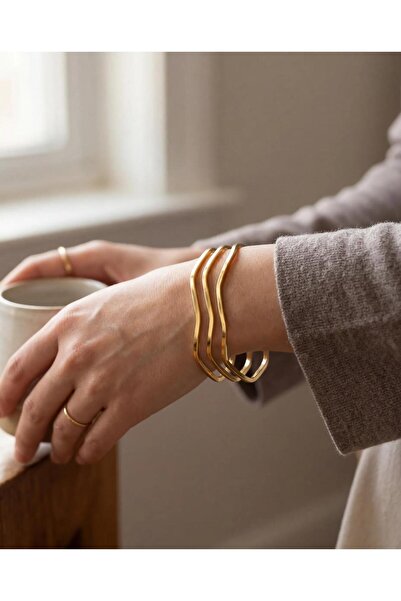 LİYONA JEWELLERY Zigzag Ajda Bilezik 3'lü Set