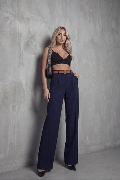 HA-KA GİYİM Γυναικείο υφασμάτινο παντελόνι Palazzo, εισαγόμενο ύφασμα διπλής ...