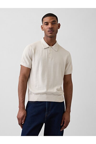 GAP Erkek Krem Classic Triko Polo T-Shirt