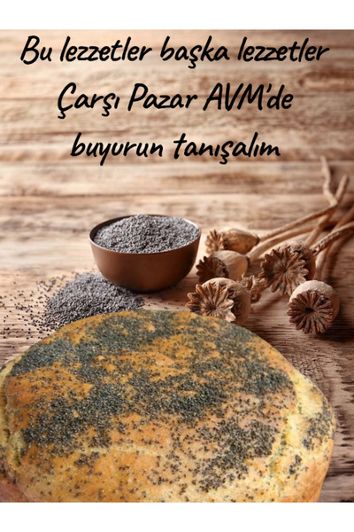 çarşı pazardan ORGANİK YÖRESEL HAŞHAŞLI TAM BUĞDAY TEPSİ EKMEĞİ (küçük boy)