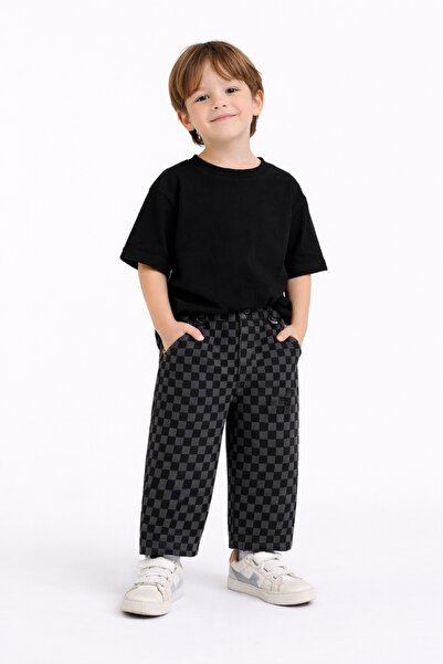 connemara Παντελόνι για αγόρια με σχέδιο σκακιέρας και μπαλόνια, άνετη εφαρμο...