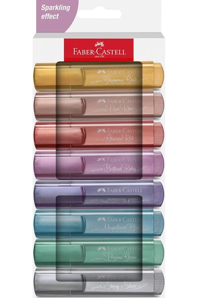 Generic Faber-Castell 254678 Highlighter Set, Pack of 8, Metallic Colors, wit...