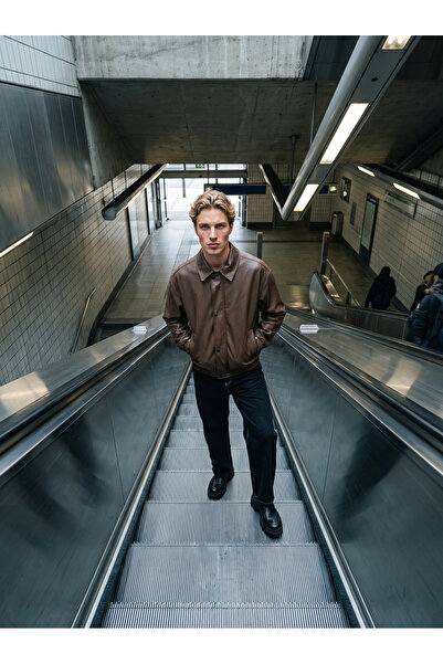 BASEL.CO Zra Model Oversize Leather Jacket - Street Style