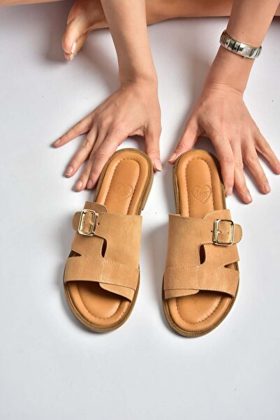 Fox Shoes Y944791002 Γυναικείες παντόφλες από γνήσιο δέρμα καστόρι