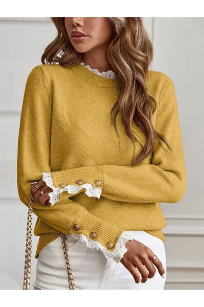 Iuliashop Pulover tricotat galben Valeria - L