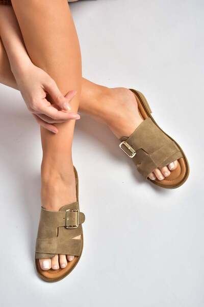 Fox Shoes Y944791002 Mink Genuine Leather Suede Women's Slippers