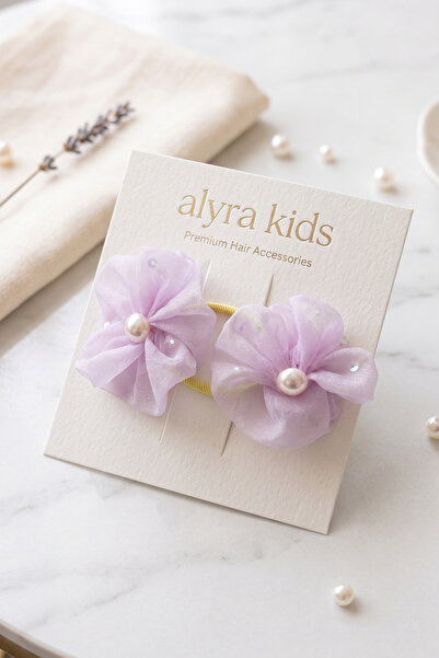 ALYRA Κοριτσίστικη ελαστική αγκράφα με λεπτομέρεια λουλουδιών, σετ 2 τεμαχίων...