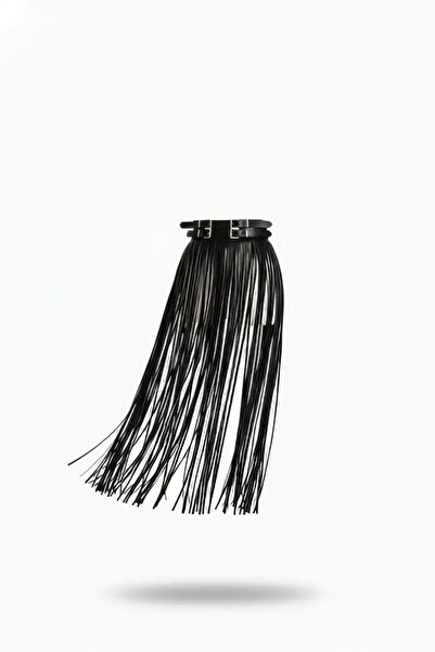 Mariposa Secret Black Skirt Faux Leather Skirt Double Buckle Waist Detailed S...