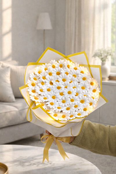 Zemtigo Led Işıklı Papatya Buketi Hediyelik Buket Sevgiliye Hediye Çiçek Buketi