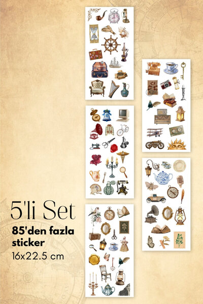 Bimotif 80li Karışık Vintage Sticker Seti, Çıkartmaları, Ajanda, Günlük, Plan...