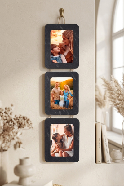noak 3’lü İpli Fotoğraf Çerçevesi 13x18 cm – Jüt İpli Duvar Dekoru Dikey