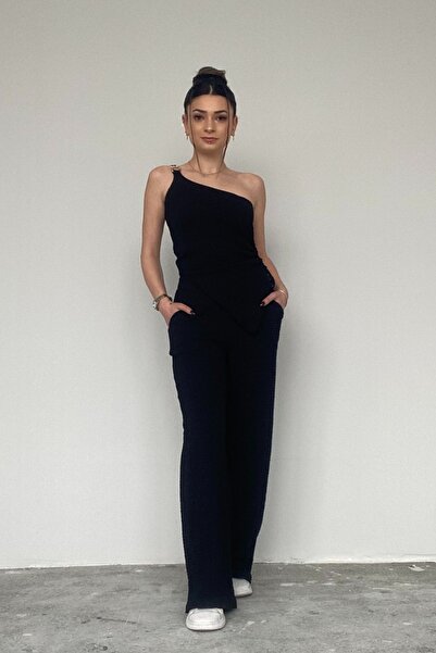 moddosa fashion Γυναικείο Ασύμμετρο Σετ με Γιακά και Αξεσουάρ, Ύφασμα Γκοφρέ ...