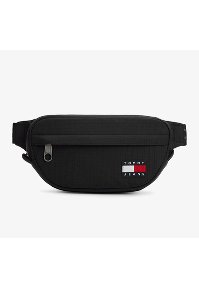 Tommy Hilfiger Ανδρική μάρκα με λογότυπο, μαύρη τσάντα μέσης κατάλληλη για κα...