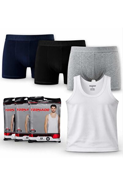 luxtornado Ανδρικό Σετ Εσωρούχων 6 Τεμαχίων Απλό Μπόξερ Βαμβακερό Λύκρα 3 Τεμ...