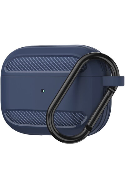 Techsuit Case for AirPods Pro 1 / AirPods Pro 2 - Carbon Silicone - Navy Blue