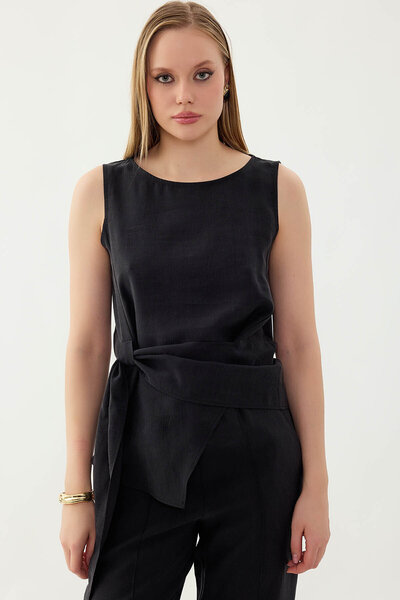 Vitrin Zero Sleeve Blouse with Front Detail