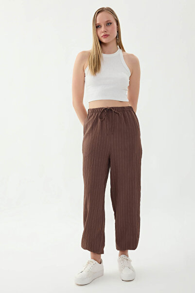 Vitrin Striped Pattern Shalwar Trousers with Elastic Waist and Cuffs