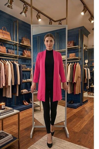 MODA Kadın Şal Yaka Uzun Kol Kimono Hırka - Mevsimlik Rahat Kalıp Ceket