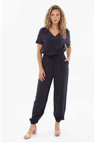 Vitrin Checkered Trousers with Elastic Waist and Cuffs
