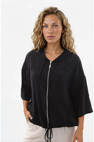 Vitrin Hooded, Drawstring-Waisted, Patterned Jacket