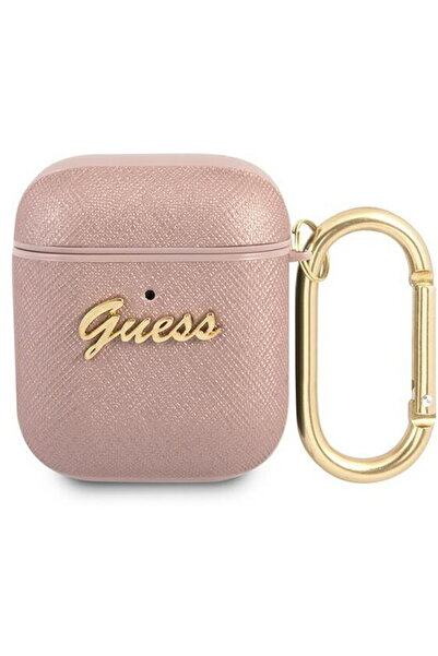 Guess GUA2SASMP Husă AirPods roz/roz Saffiano Script Metal Collection