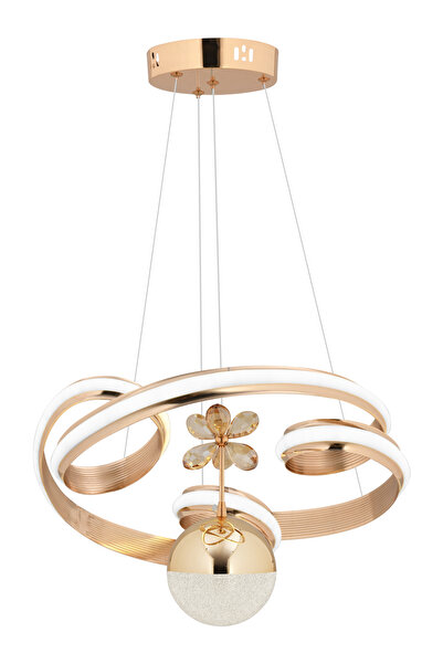 Dekorluna İgor Modern 3 Renk Işık Özellikli Gold Kaplama Sarkıt Led Avize Salon Avize