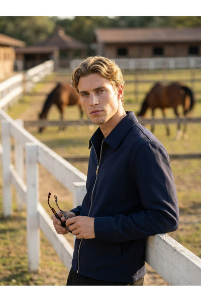 BASEL.CO Zra Model Double Zipper Basic Fabric Jacket - Casual Modern