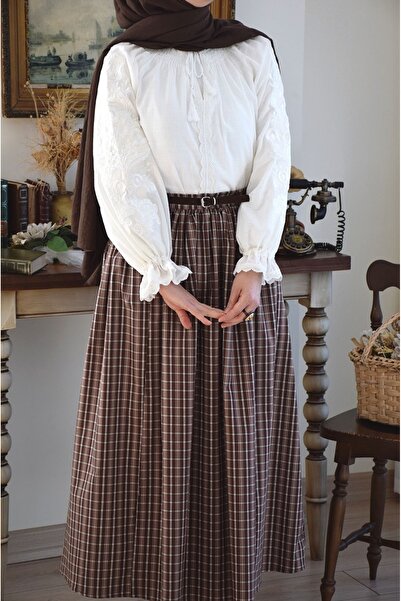 EMİNOS BUTİK Plaid Skirt