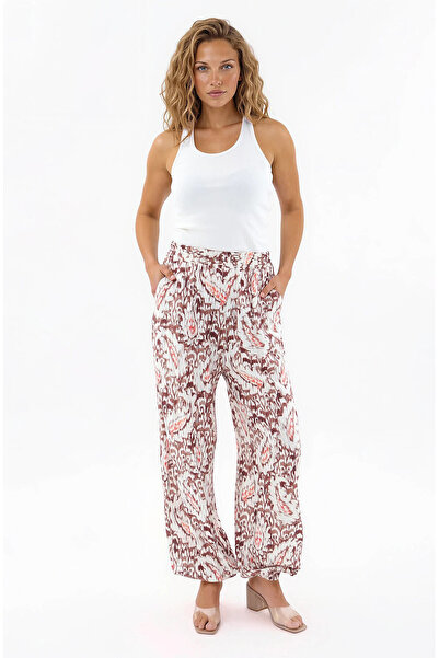 Vitrin Patterned Trousers with Elastic Waist and Cuffs