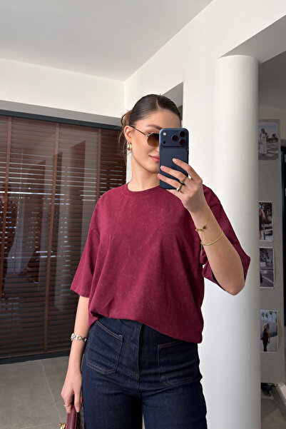 MAGARDE Πλενόμενο μπλουζάκι με λαιμόκοψη ποδηλάτου Premium - ΒΟΡΝΤΟ