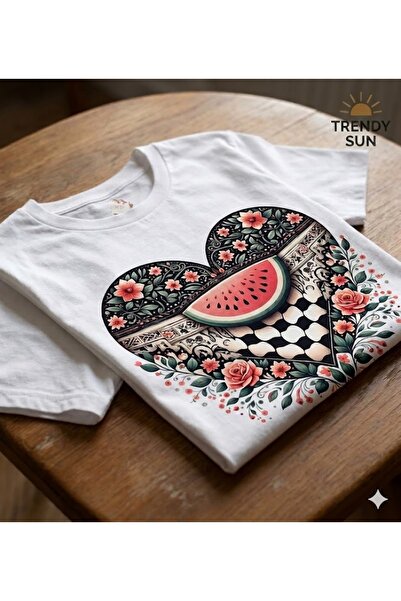 Trendy Sun تي شيرت فلسطيني مطبوع رقميًا للنساء/الرجال والأطفال - تي شيرت صيفي...