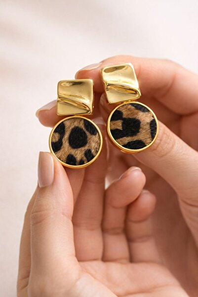 POYASE Gold Color Leopard Pattern Dangle Earrings Modern Stylish Design Non-T...