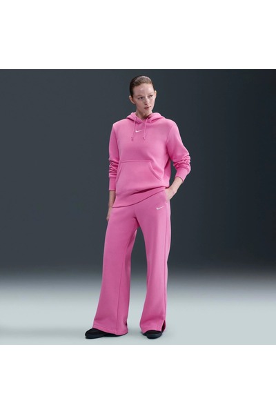 Nike Γυναικείο ροζ φούτερ παντελόνι Phoenix Fleece με ψηλή μέση και φαρδιά μπ...