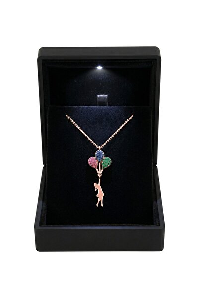 Söğütlü Silver 925 Ayar Gümüş Kolye Özel Işıklı Mücevher Kutulu Rose Gold Kap...