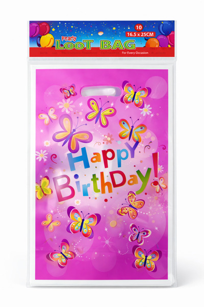 Generic Pink Butterfly Birthday Loot Bags (10 PCS) | Happy Birthday Party Fav...